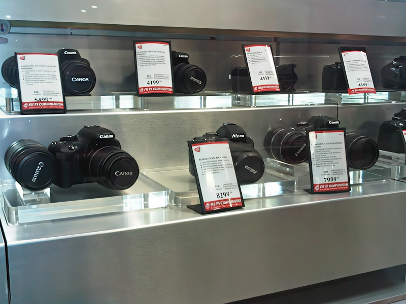 Acrylic plinths and risers display platform with product staging.