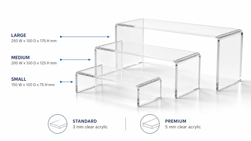 Standard and premium acrylic risers