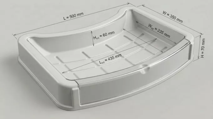 Promotional neck tray top view and dimensions
